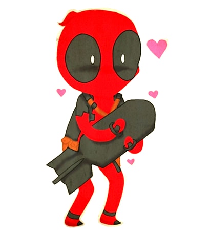Dibujos de Deadpool chibi enamorado - Dibujando un Poco