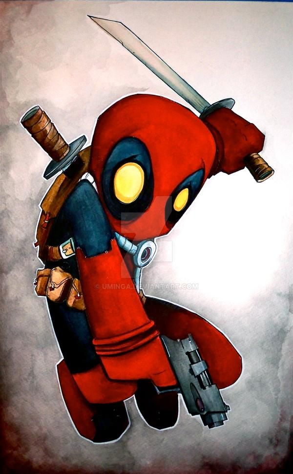 Dibujos de Deadpool kawaii para dibujar - Dibujando un Poco