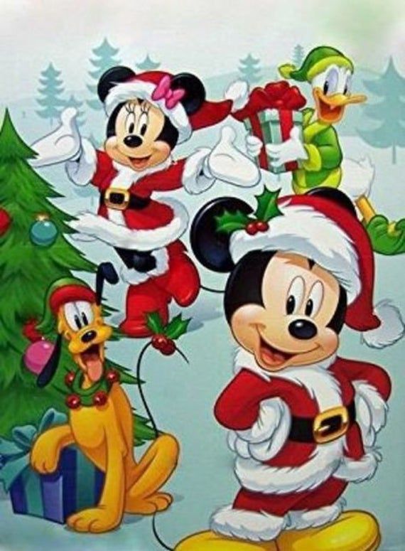 Dibujos de navidad de Disney minie mickey pluto y donald - Dibujando un Poco