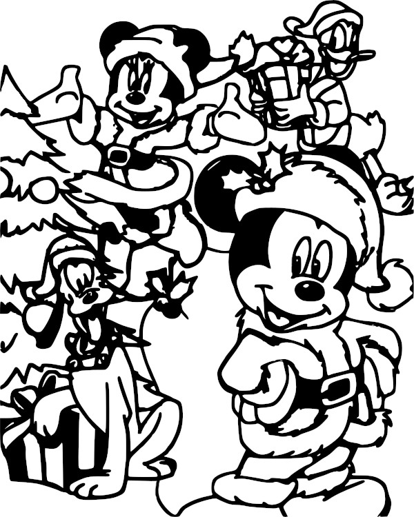 Dibujos navidenos para colorear de Disney minie mickey pluto y donald - Dibujando un Poco
