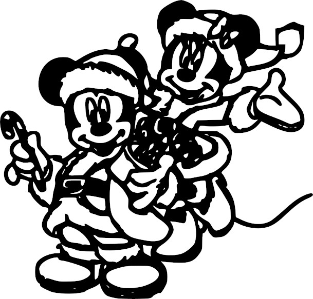 Dibujos navidenos para colorear de Disney minie y mickey - Dibujando un Poco