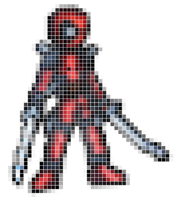 Dibujos pixelados de Deadpool con espadas - Dibujando un Poco