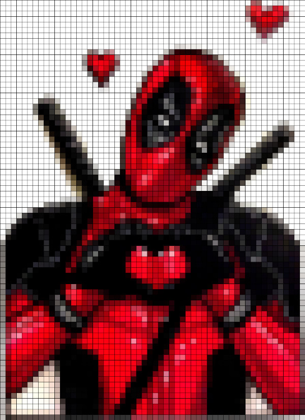 Dibujos pixelados de Deadpool enamorado - Dibujando un Poco