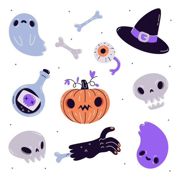 dibujos de halloween kawaii De Elementos De Halloween Dibujados A Mano - Dibujando un Poco