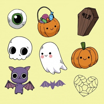 dibujos de halloween kawaii - Dibujando un Poco