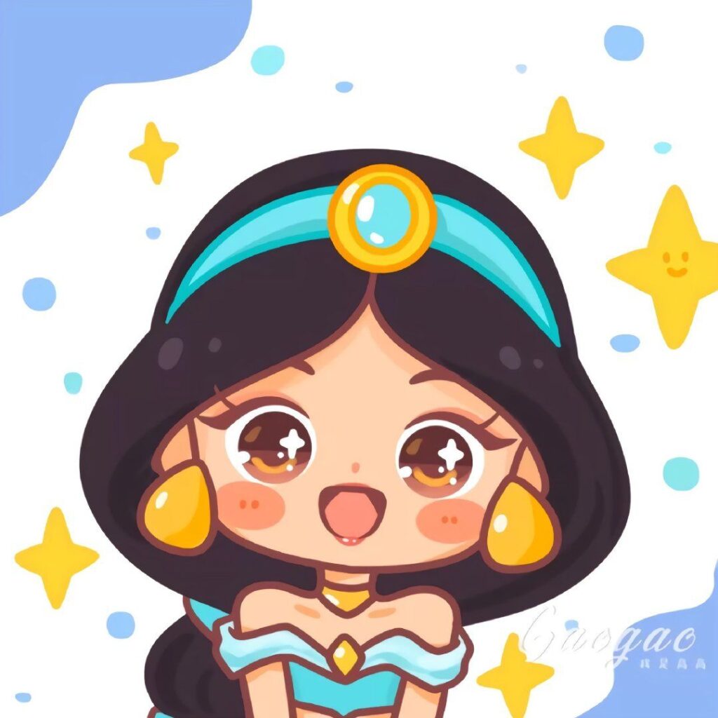 dibujos de princesas kawaii jasmin - Dibujando un Poco