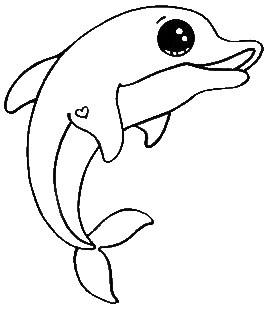dibujos kawaii Delfin para colorear - Dibujando un Poco