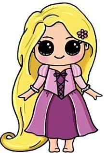 dibujos kawaii de princesas Rapunzel Enredados - Dibujando un Poco