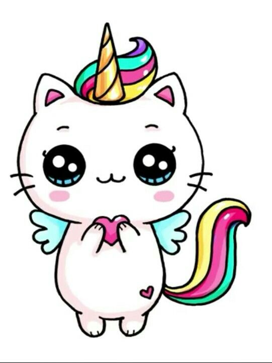 dibujos kawaii gato unicornio - Dibujando un Poco