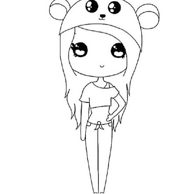 dibujos kawaii para dibujar chica panda - Dibujando un Poco
